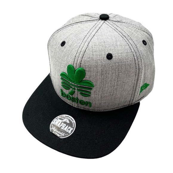 NWOT Boston Shamrock 3D Embroidered Flat Brim Hat Contrast Stitch Wool Blend - Picture 1 of 12